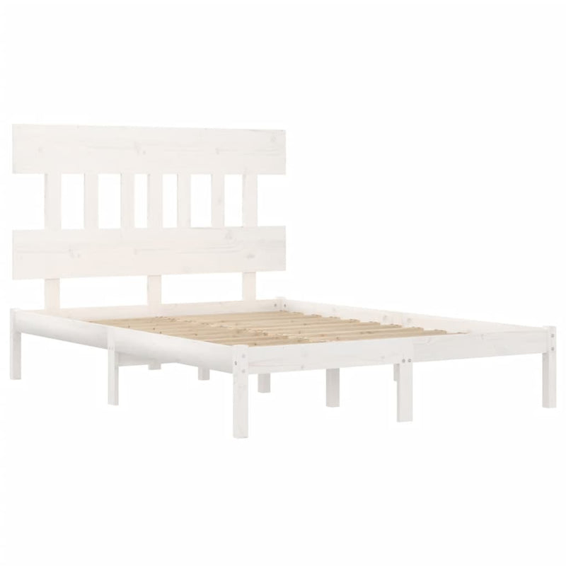 3104759  Bed Frame without Mattress White 200x200 cm Solid Wood