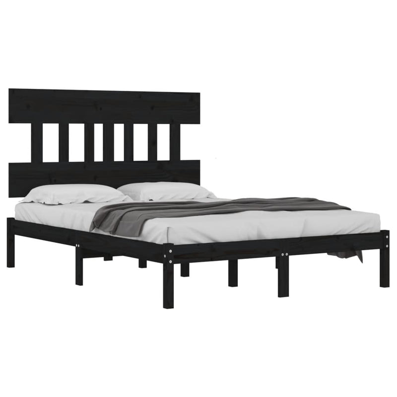 Bed Frame without Mattress Black 200x200 cm Solid Wood