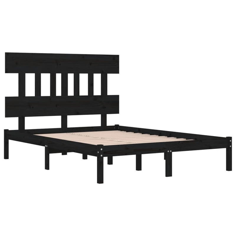 Bed Frame without Mattress Black 200x200 cm Solid Wood