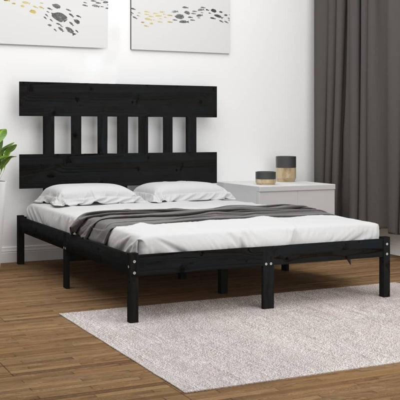 Bed Frame without Mattress Black 200x200 cm Solid Wood