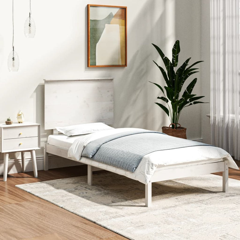 Bed Frame without Mattress White 90x190 cm Single Solid Wood