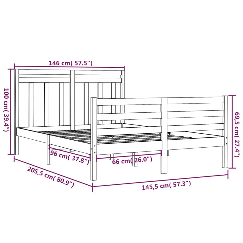 Bed Frame without Mattress White 140x200 cm Solid Wood