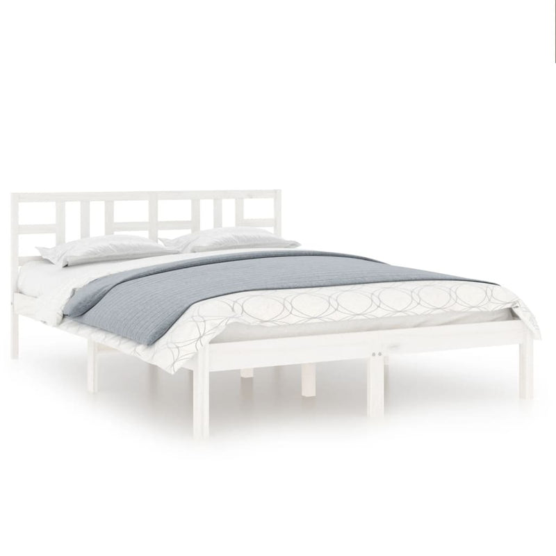 Bed Frame without Mattress White 140x190 cm Solid Wood