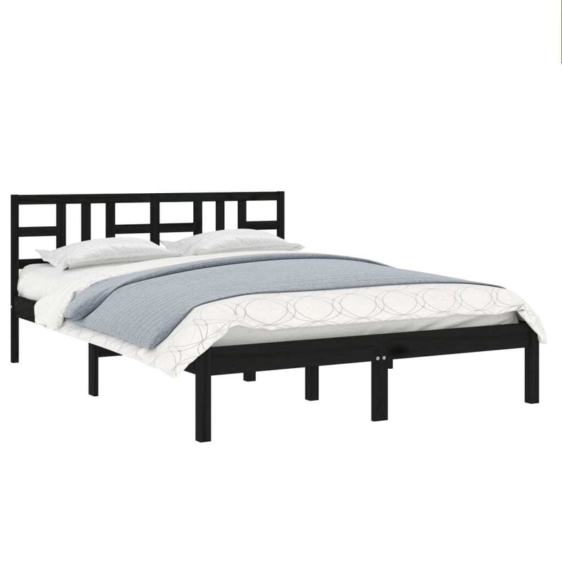 Bed Frame without Mattress Black 140x200 cm Solid Wood