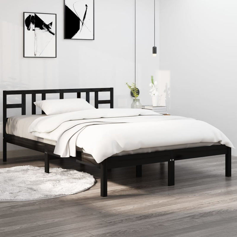 Bed Frame without Mattress Black 140x200 cm Solid Wood