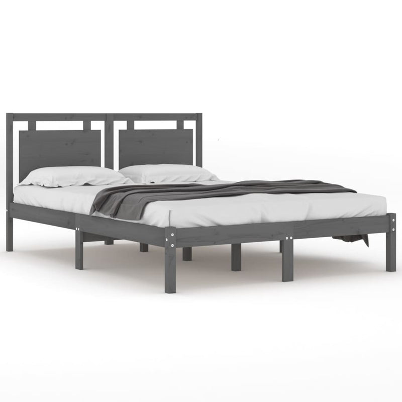 Bed Frame without Mattress Grey 200x200 cm Solid Wood