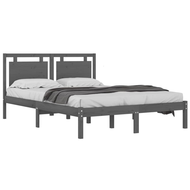 Bed Frame without Mattress Grey 200x200 cm Solid Wood