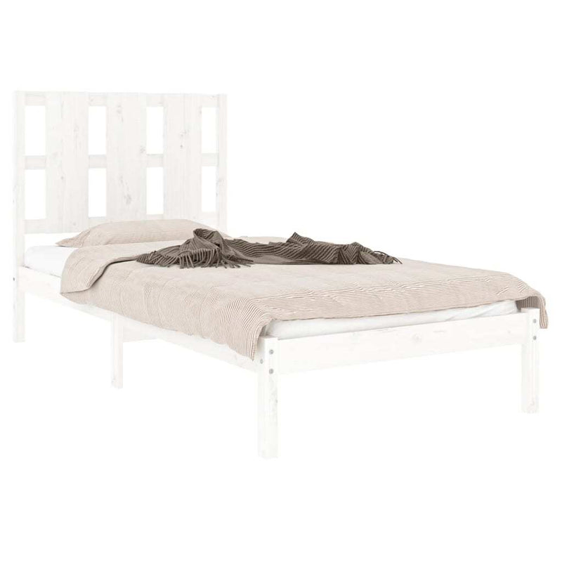 Bed Frame without Mattress White 90x190 cm Single Solid Wood