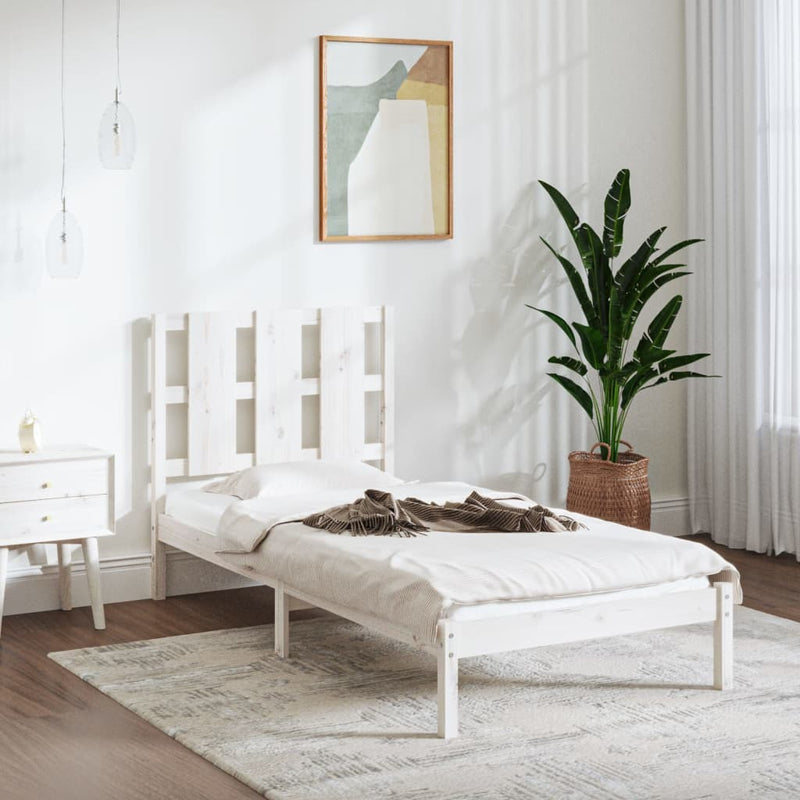 Bed Frame without Mattress White 90x190 cm Single Solid Wood