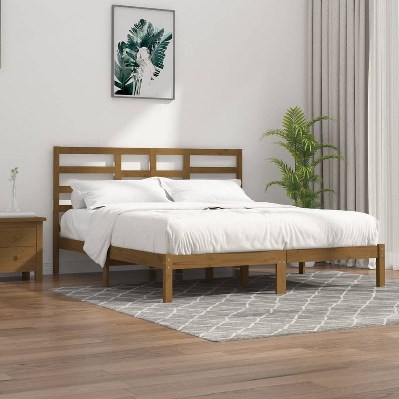 Bed Frame without Mattress Honey Brown Solid Wood 200x200 cm