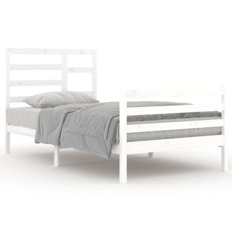 Bed Frame without Mattress White Solid Wood 100x200 cm