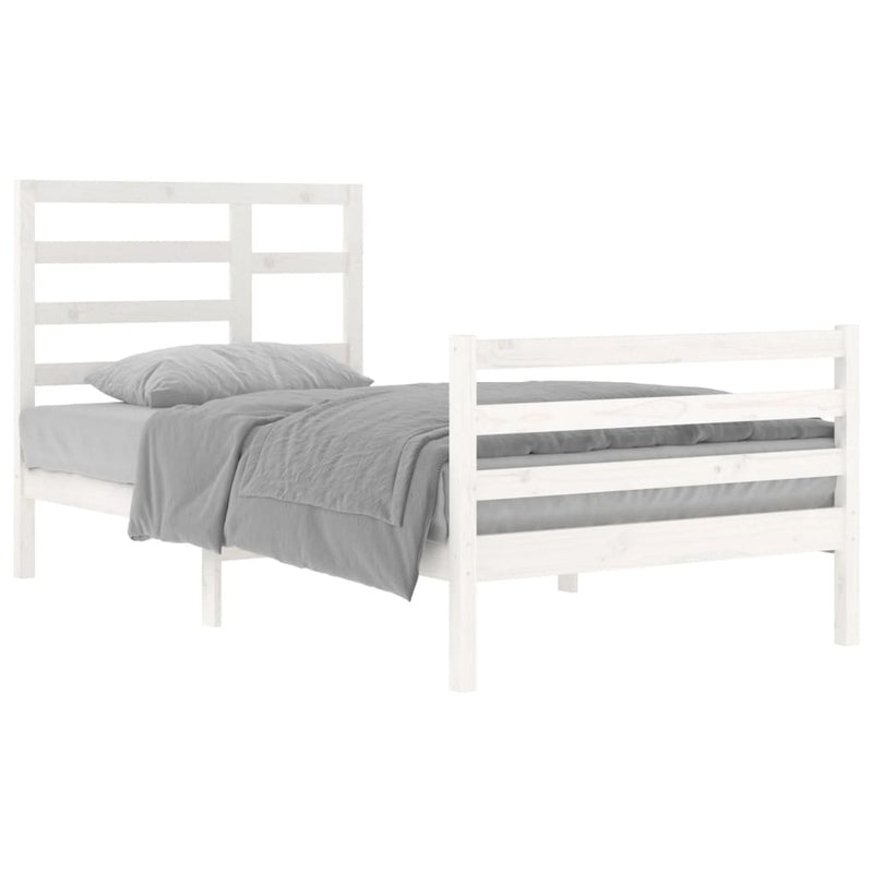 Bed Frame without Mattress White Solid Wood 100x200 cm