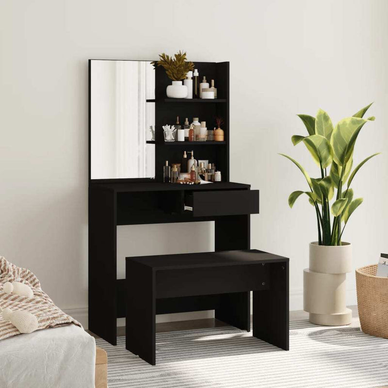 Dressing Table Set Black 74.5x40x141 cm