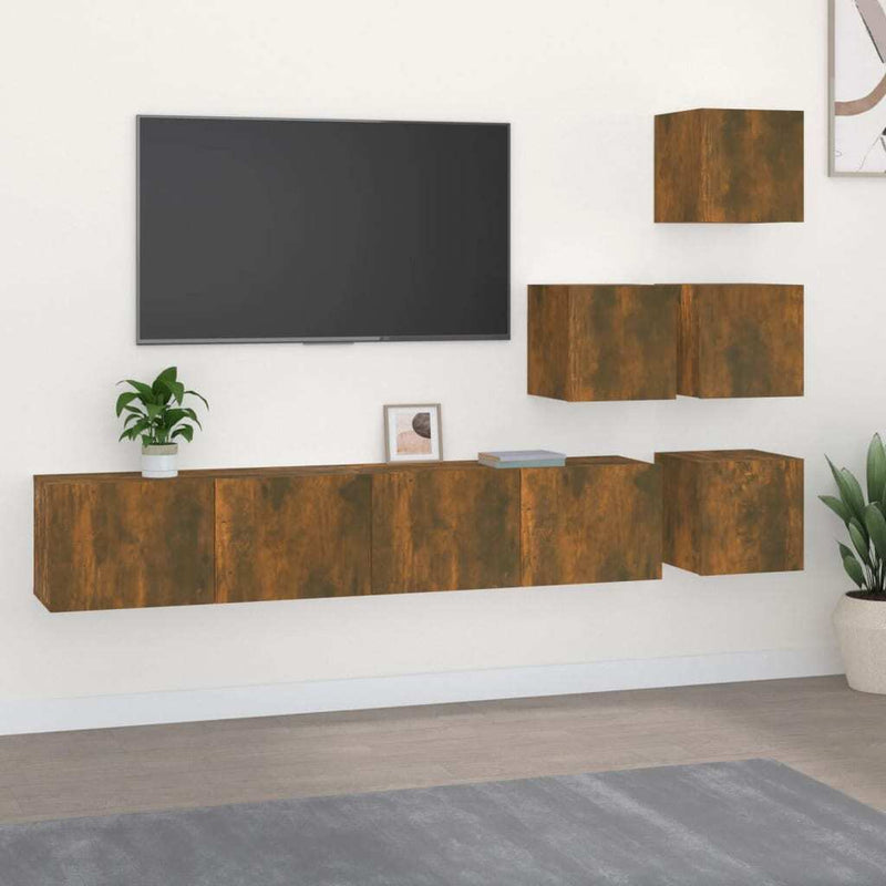 Wall-mounted TV Cabinet Smoked Oak Engineered Wood