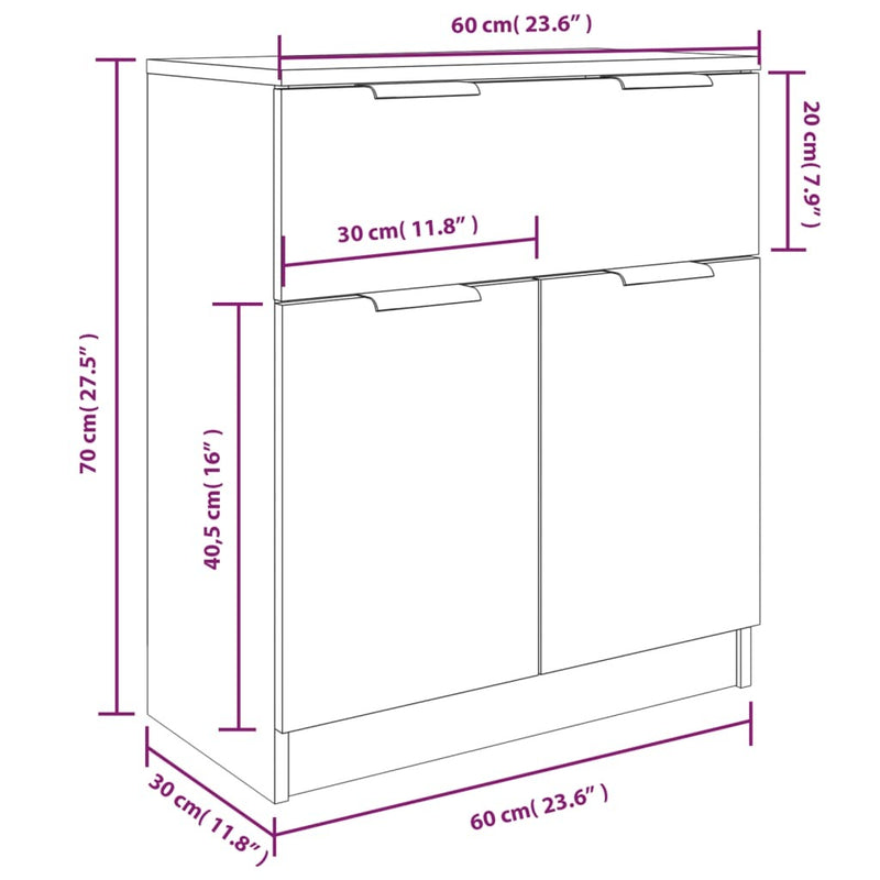 3 Piece Sideboards White Engineered Wood