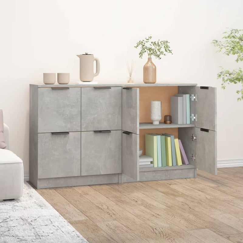 Sideboards 2 pcs Concrete Grey 60x30x70 cm Engineered Wood