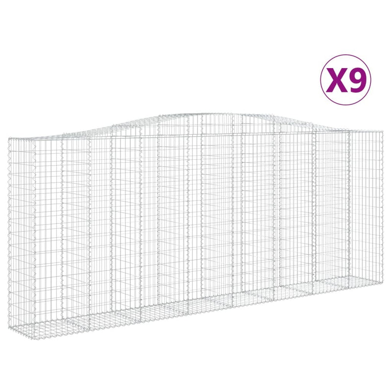 Arched Gabion Baskets 9 pcs 400x50x160/180 cm Galvanised Iron