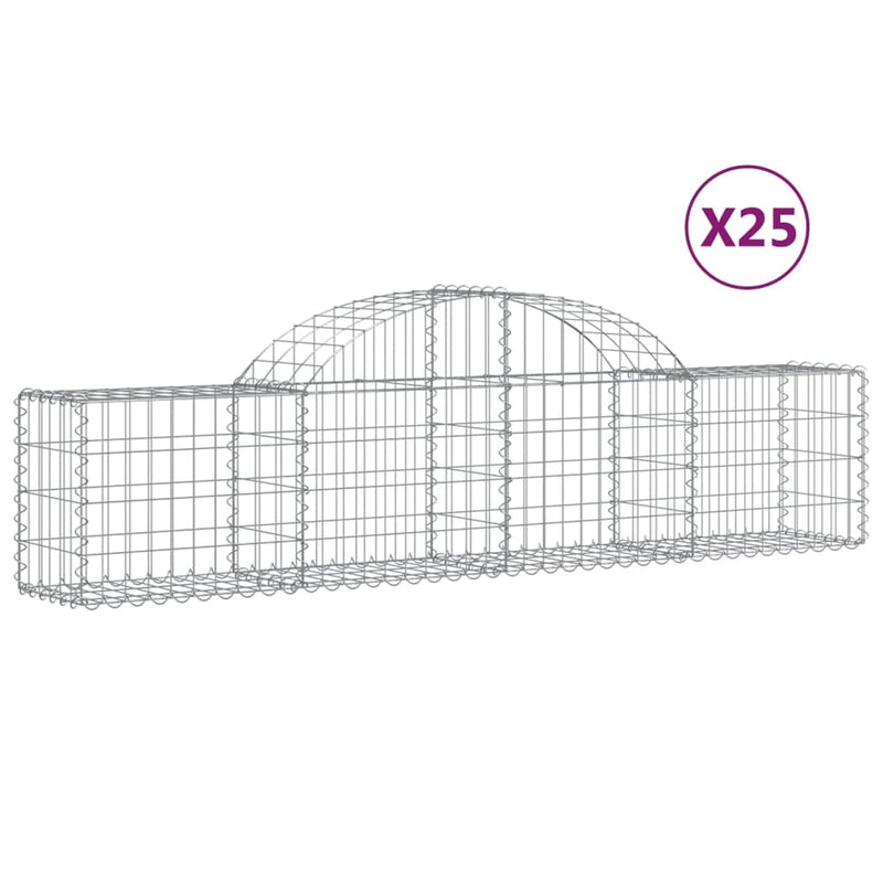 Arched Gabion Baskets 25 pcs 200x30x40/60 cm Galvanised Iron