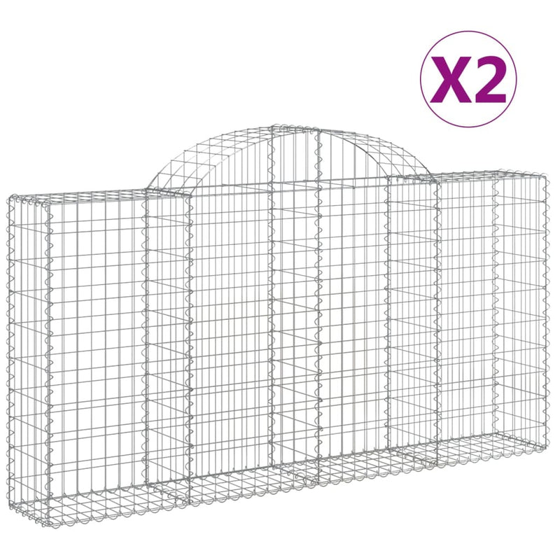 Arched Gabion Baskets 2 pcs 200x30x100/120 cm Galvanised Iron