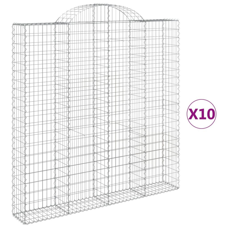 Arched Gabion Baskets 10 pcs 200x30x200/220 cm Galvanised Iron