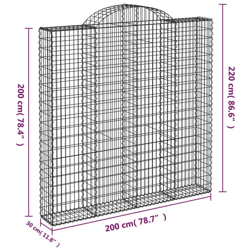 Arched Gabion Baskets 10 pcs 200x30x200/220 cm Galvanised Iron