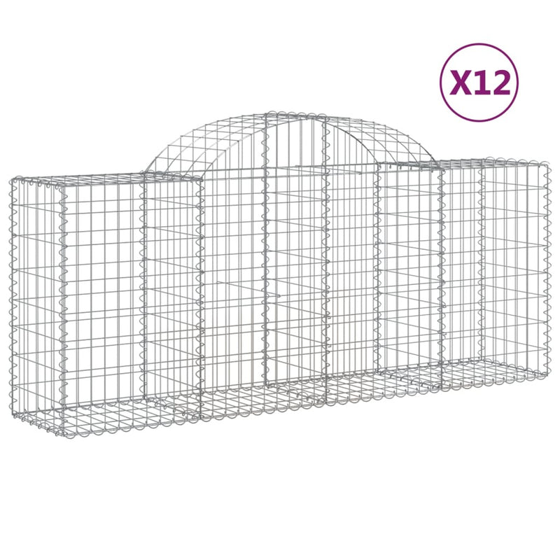 Arched Gabion Baskets 12 pcs 200x50x80/100 cm Galvanised Iron