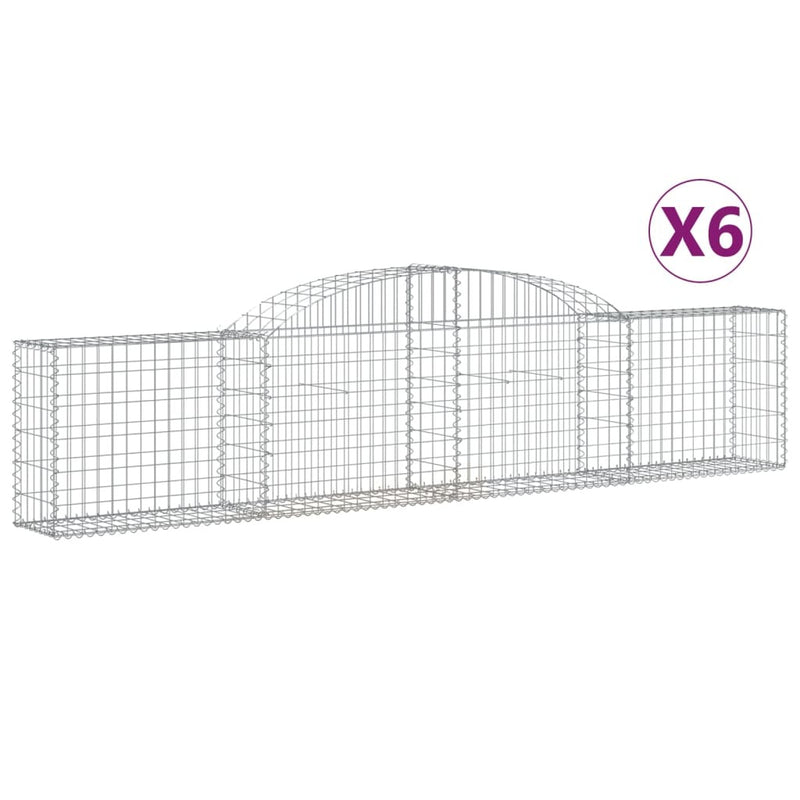 Arched Gabion Baskets 6 pcs 300x30x60/80 cm Galvanised Iron