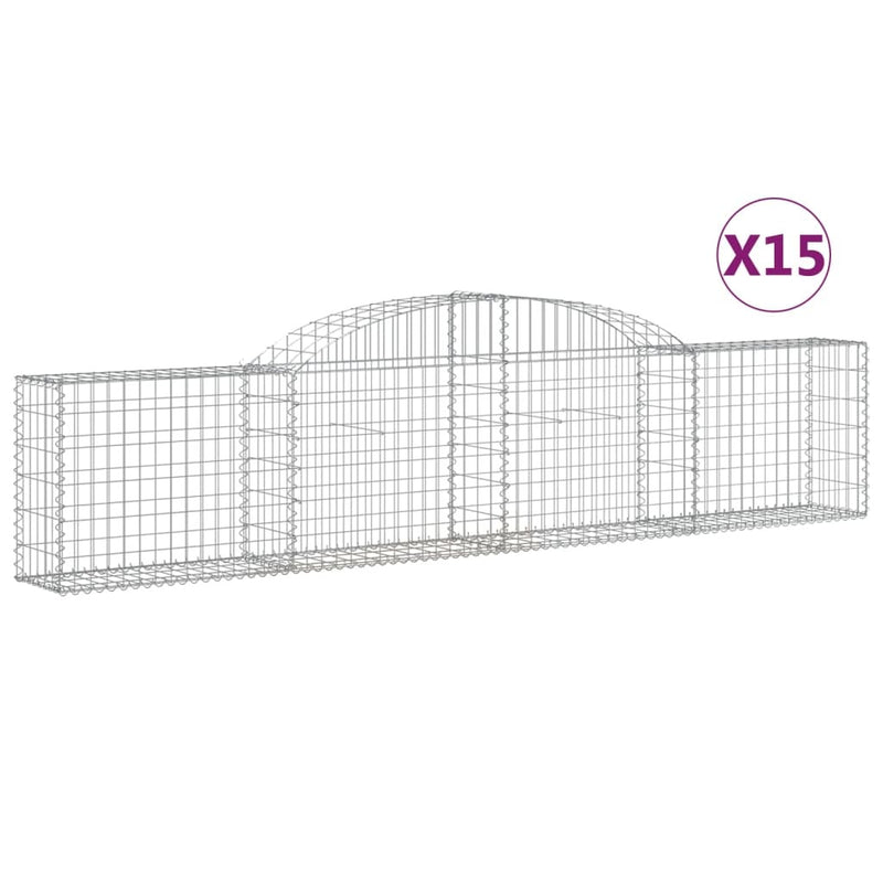 Arched Gabion Baskets 15 pcs 300x30x60/80 cm Galvanised Iron