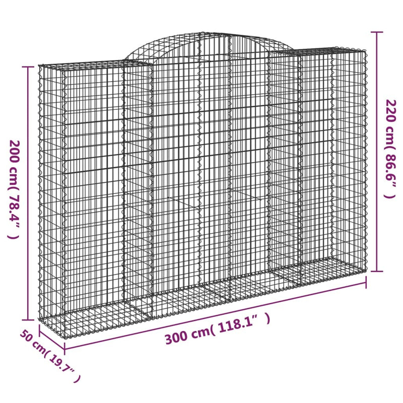 Arched Gabion Baskets 5 pcs 300x50x200/220 cm Galvanised Iron