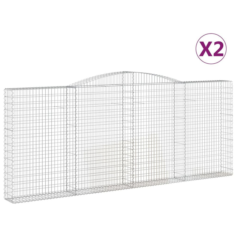 Arched Gabion Baskets 2 pcs 400x30x160/180 cm Galvanised Iron