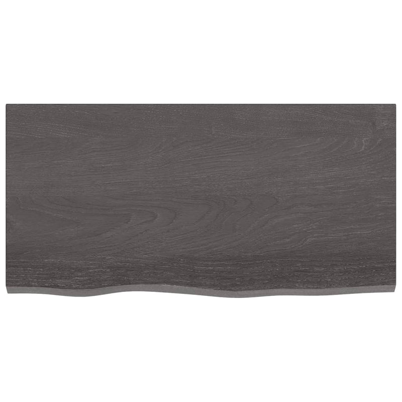 Table Top Dark Brown 80x40x(2-6) cm Treated Solid Wood Oak