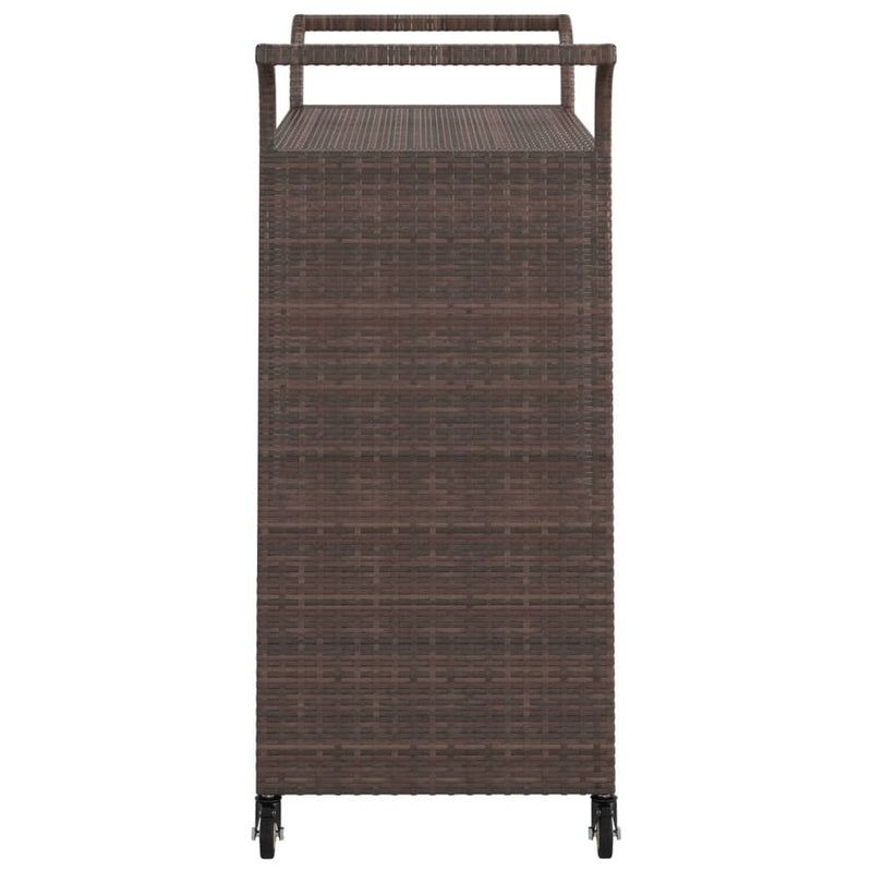 Bar Cart with Drawer Brown 100x45x97 cm Poly Rattan