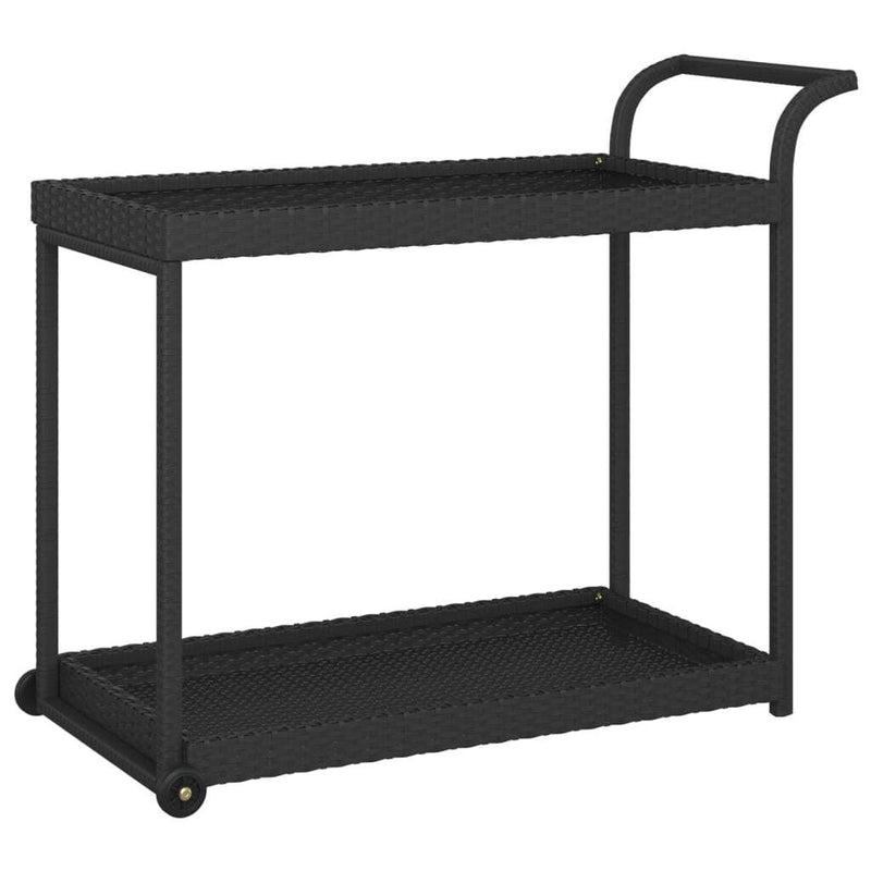 Bar Cart Black 100x45x83 cm Poly Rattan