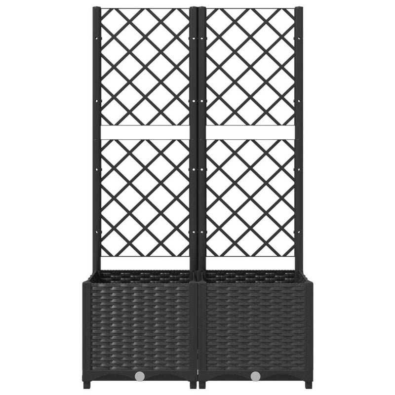 Garden Planter with Trellis Black 80x40x136 cm PP