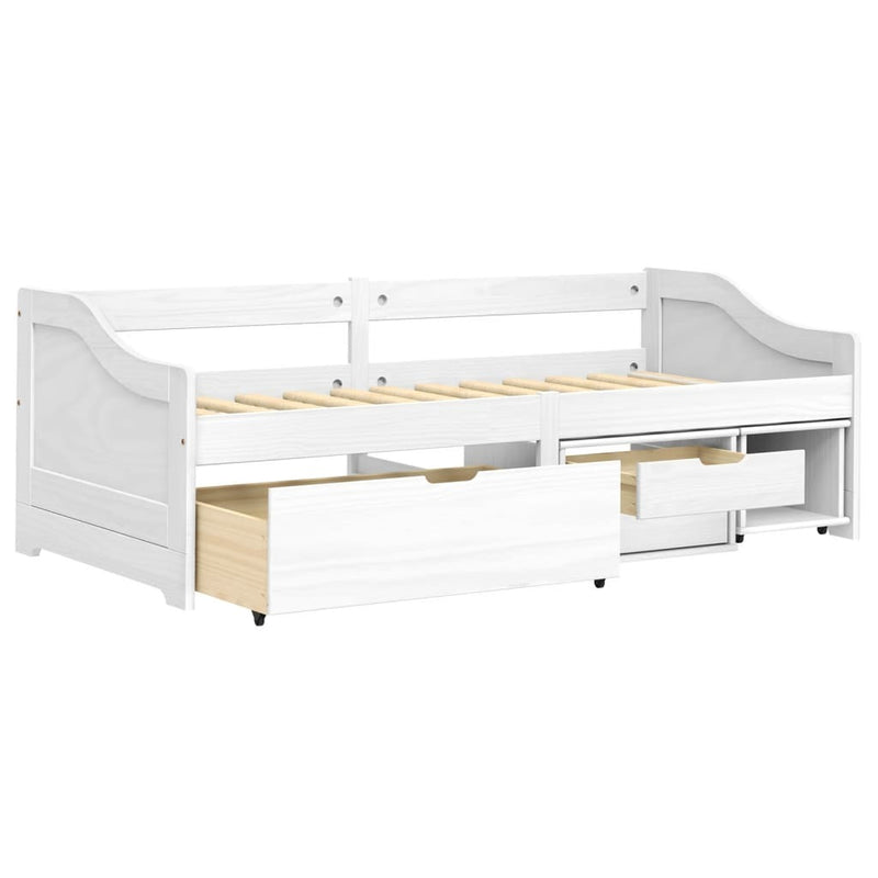 Day Bed with 3 Drawers without Mattress "IRUN" White 90x200 cm