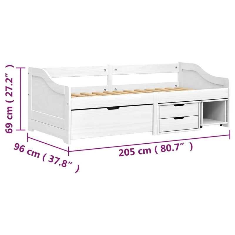 Day Bed with 3 Drawers without Mattress "IRUN" White 90x200 cm