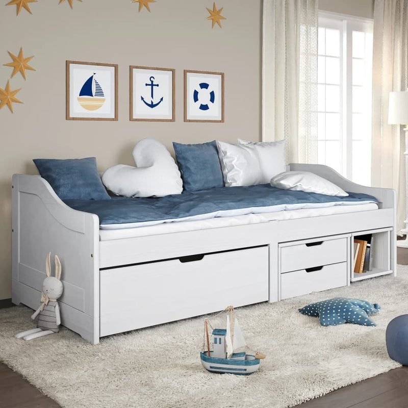 Day Bed with 3 Drawers without Mattress "IRUN" White 90x200 cm