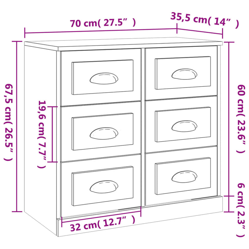 Sideboards 2 pcs Concrete Grey Engineered Wood