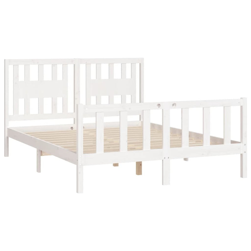 Bed Frame without Mattress White Solid Wood Pine 160x200 cm