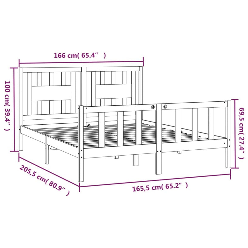 Bed Frame without Mattress White Solid Wood Pine 160x200 cm