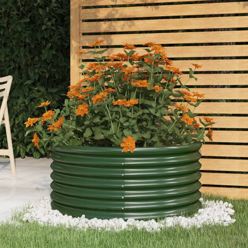 Garden Planter Powder-coated Steel 80x80x36 cm Green