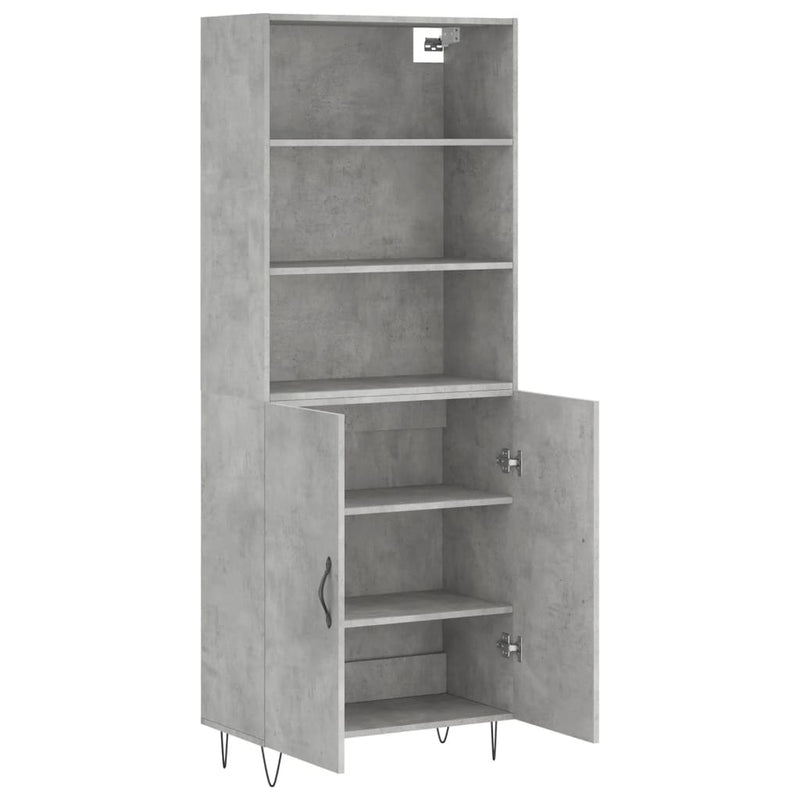 Highboard Concrete Grey 69.5x34x180 cm Engineered Wood