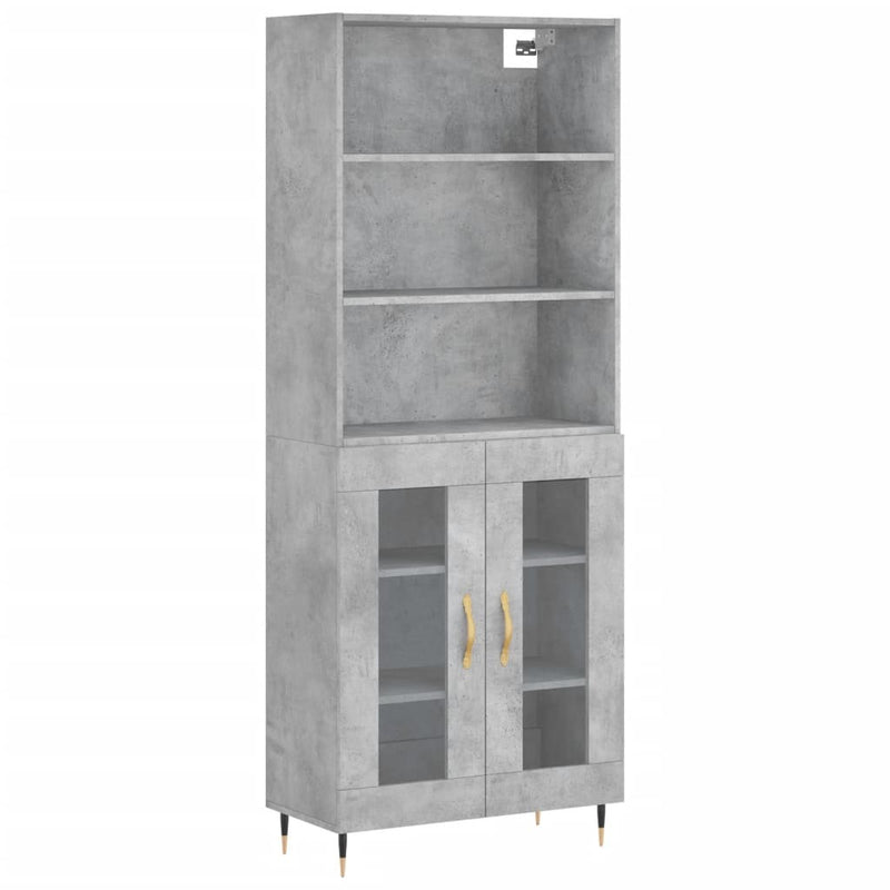 Highboard Concrete Grey 69.5x34x180 cm Engineered Wood