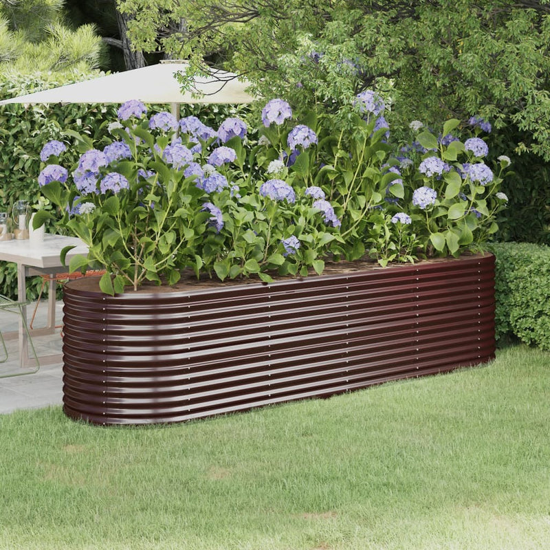 Garden Raised Bed Powder-coated Steel 296x80x68 cm Brown