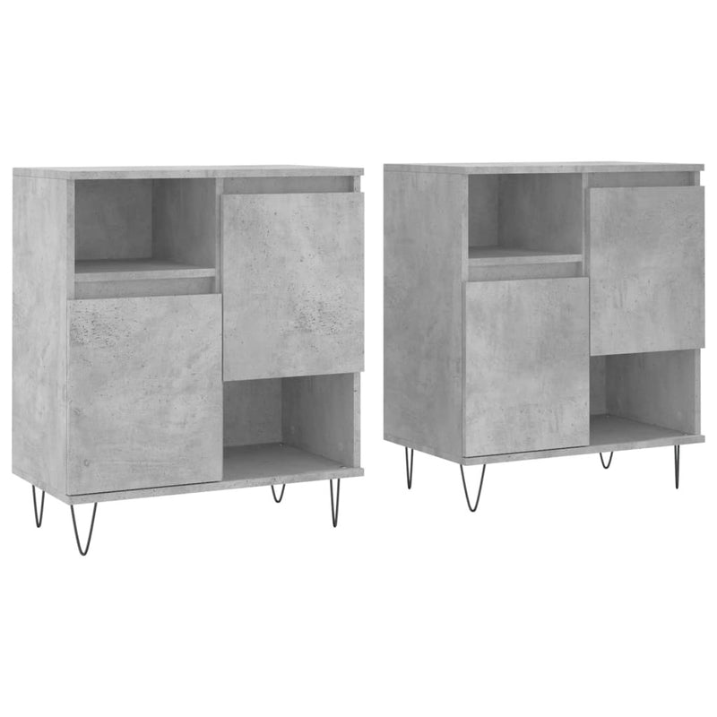 Sideboards 2 pcs Concrete Grey Engineered Wood