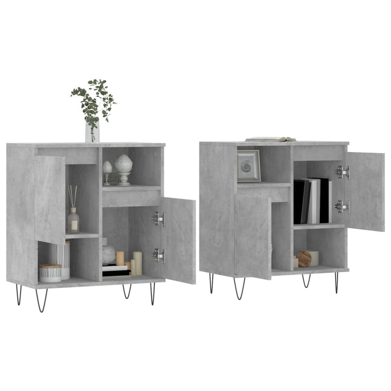 Sideboards 2 pcs Concrete Grey Engineered Wood