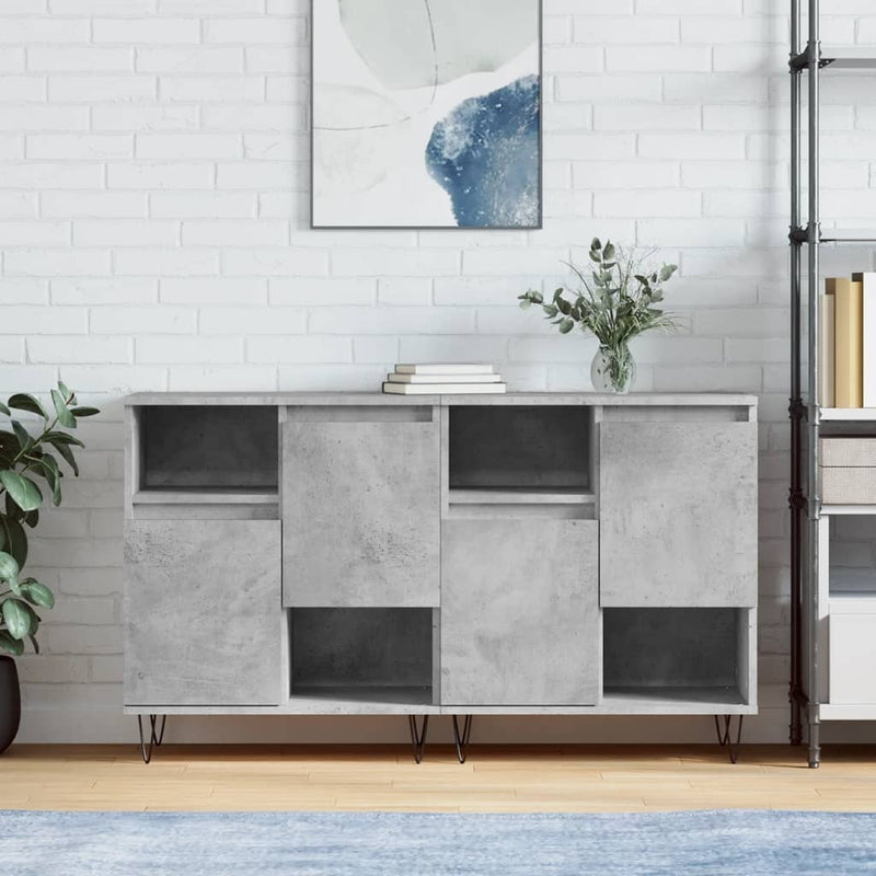 Sideboards 2 pcs Concrete Grey Engineered Wood