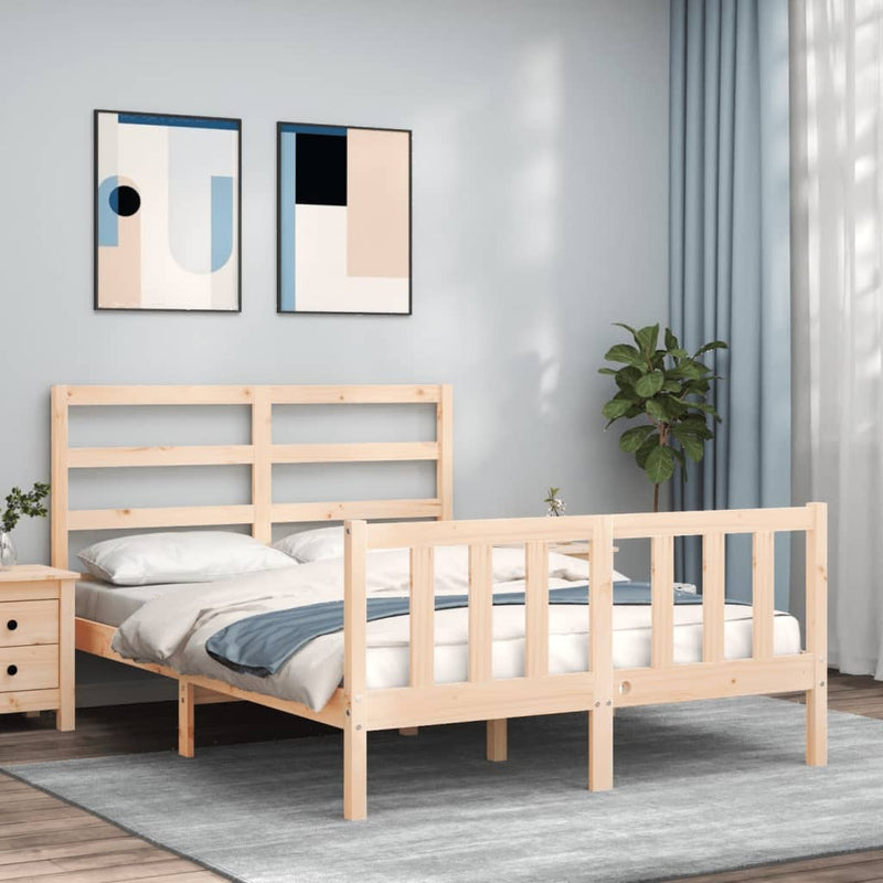 Bed Frame without Mattress 140x190 cm Solid Wood Pine