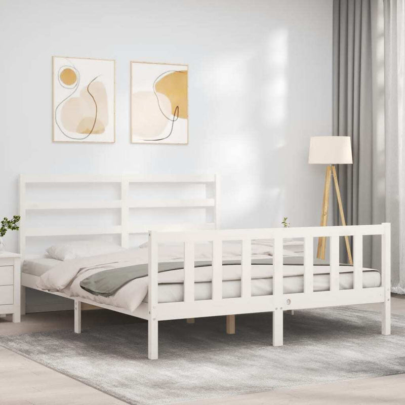 Bed Frame without Mattress White 160x200 cm Solid Wood Pine