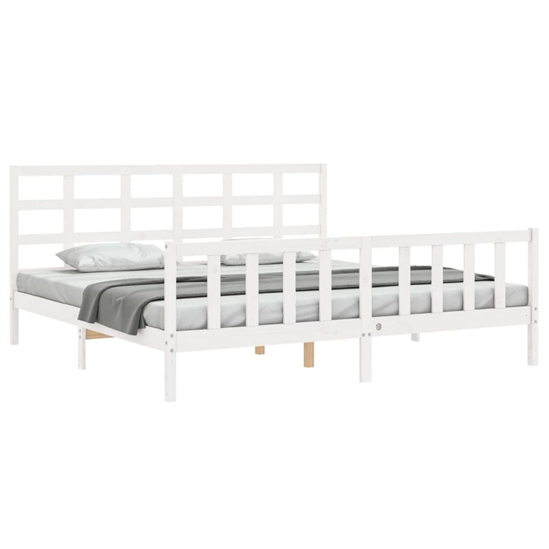 Bed Frame without Mattress White 200x200 cm Solid Wood Pine